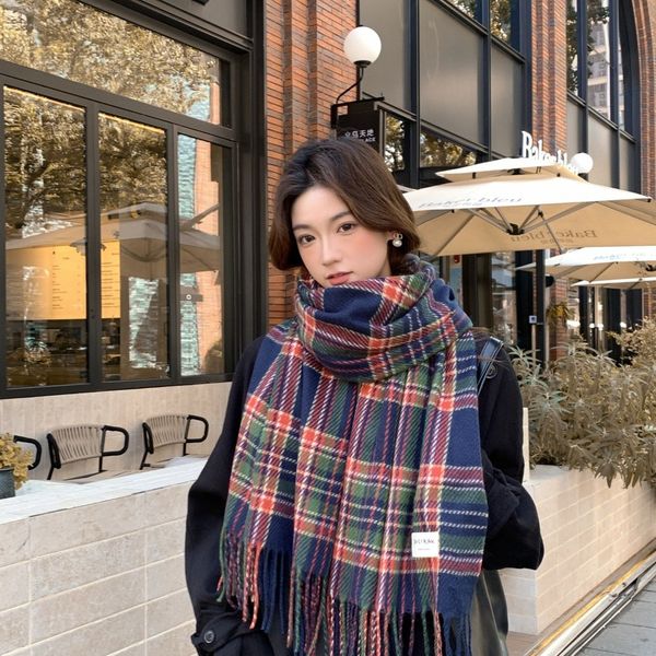  Khăn Quàng Cổ Maillard Winter Thick Classic Plaid 