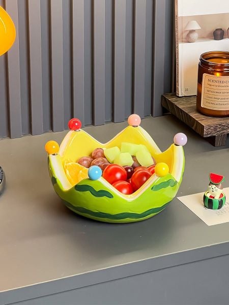  Bát Kèm Dĩa Ghim Trái Cây Dưa Hấu 