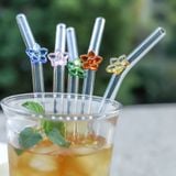  Ống Hút Thủy Tinh Charm Hoa 