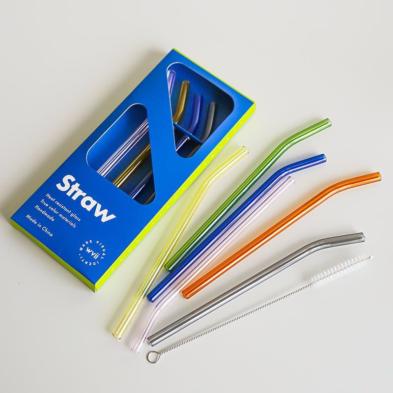  Set 3 Ống Hút Thủy Tinh Kèm Cọ Rửa 