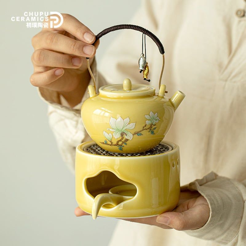  Bộ Ấm Trà Gốm & Bếp Vàng Chanh 