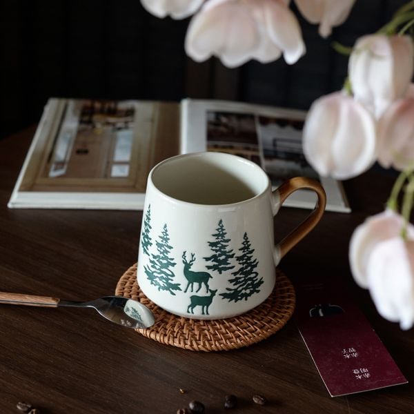  Cốc Gốm Hình Cây Thông Và Tuần Lộc 