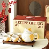  Bộ Ấm Mèo Cam (Kèm Khay) 