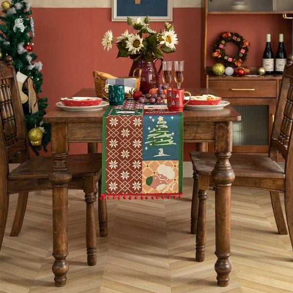  Khăn Trải Bàn Noel Vintage Patchwork 