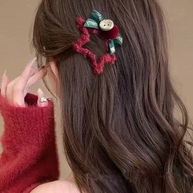  Kẹp Tóc Ngôi Sao Nhung Đỏ 