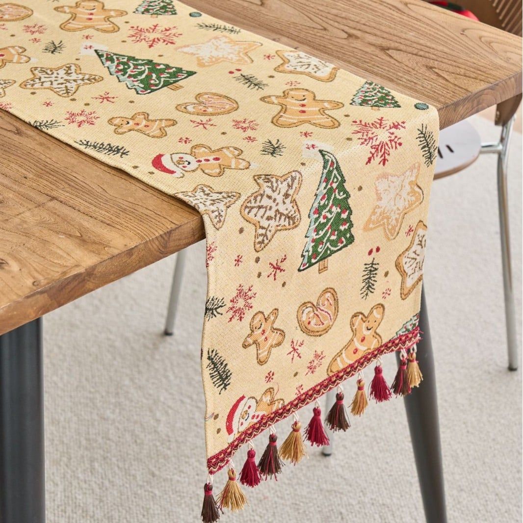  Khăn Trải Bàn Runner Bánh Gừng Cây Thông 