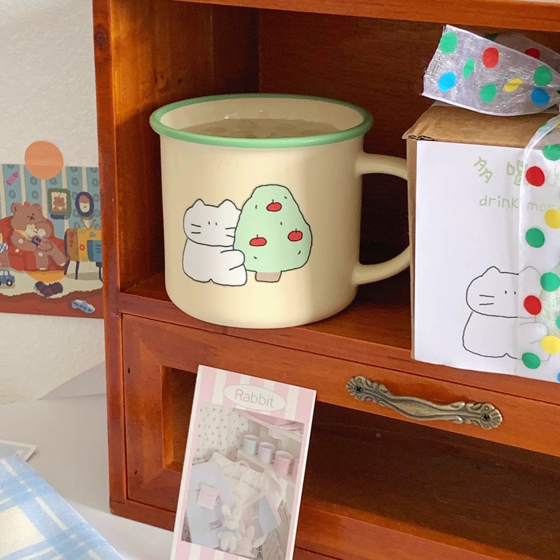  Cốc Gốm Mèo Ôm Cây 