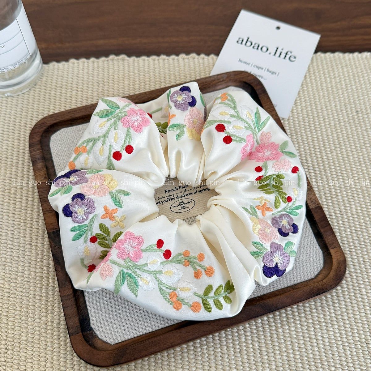  Scrunchie Satin Thêu Hoa 