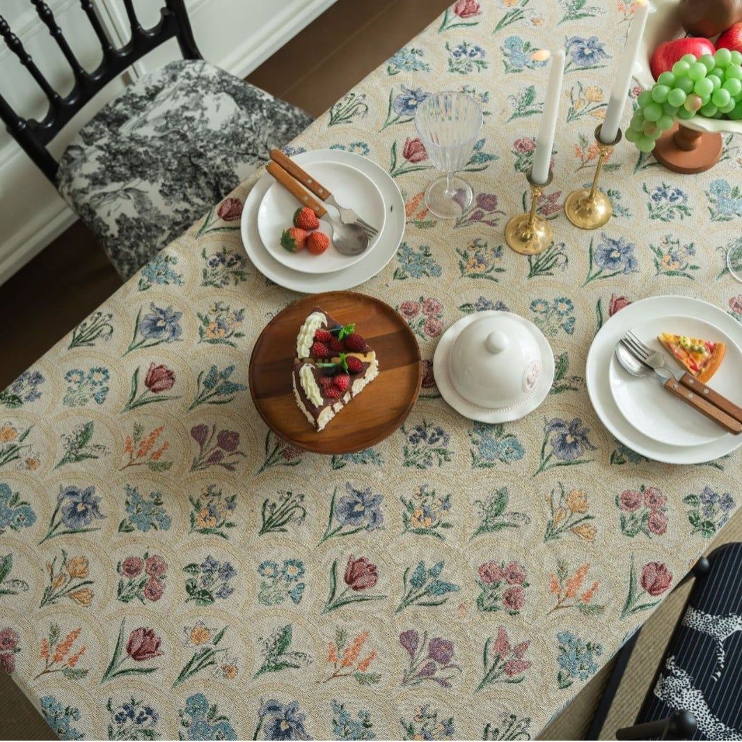  Khăn Trải Bàn Hoa Retro Kiểu Pháp 