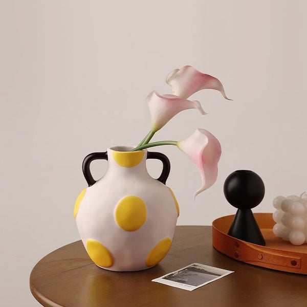  Bình Hoa Chấm Bi Vàng Phong Cách Bắc Âu 