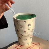  Cốc Gốm Hoa Nhí (kèm ống hút) 