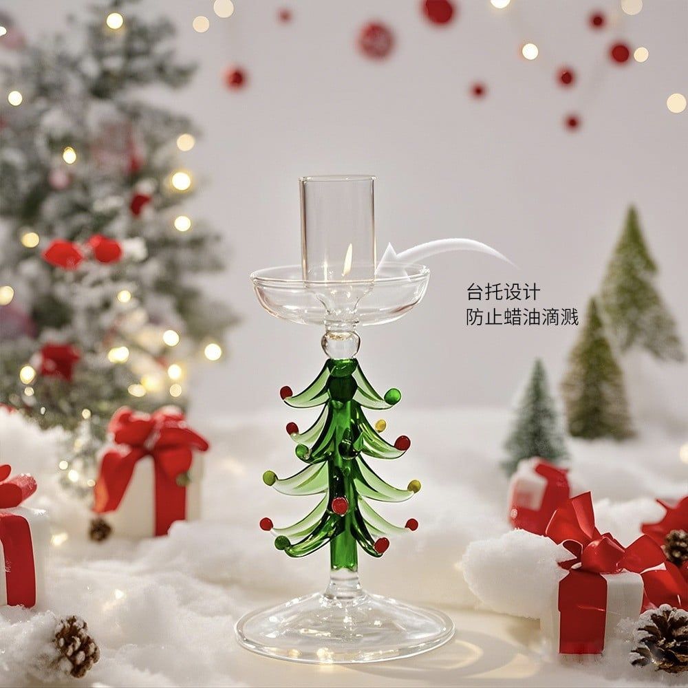  Chân Nến Thủy Tinh Cây Thông Noel 