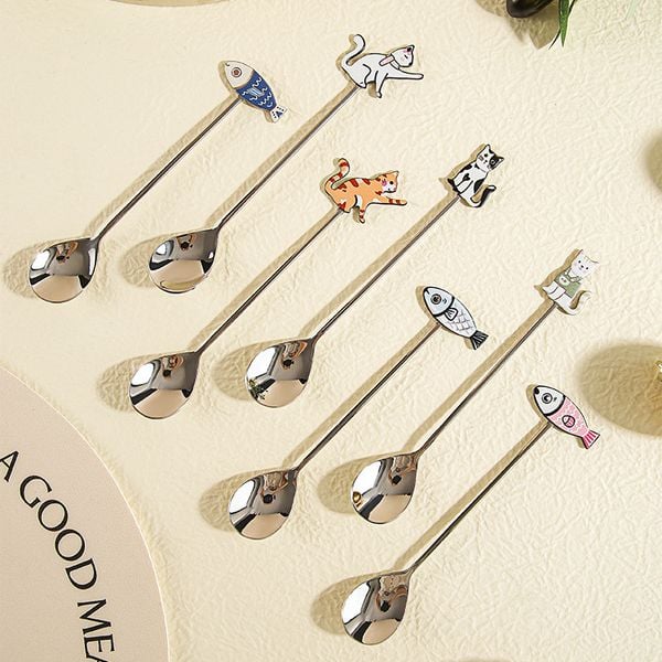  Set Thìa Cafe Mèo Và Cá 