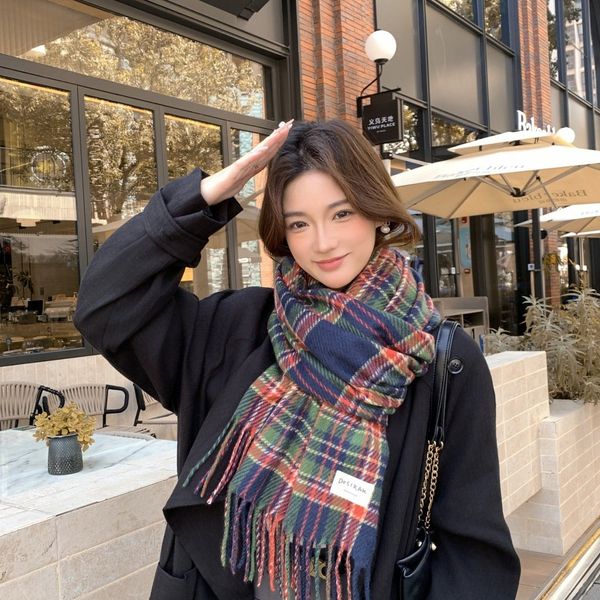  Khăn Quàng Cổ Maillard Winter Thick Classic Plaid 