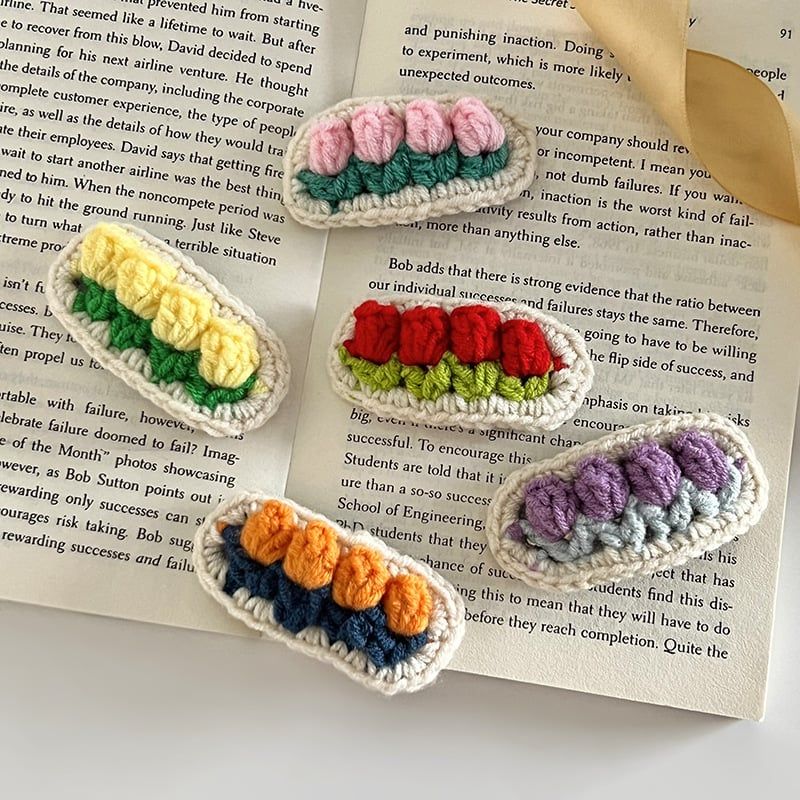  Kẹp Tóc Len Bông Hoa Tulip 