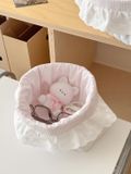  Giỏ Vải Ren Caro Hồng 