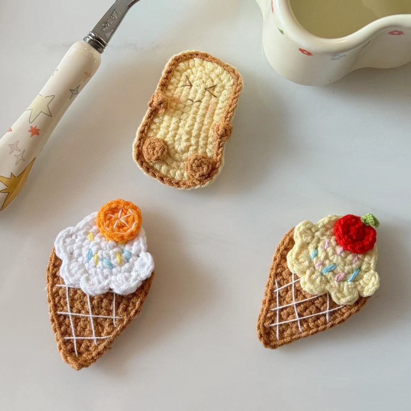  Kẹp Tóc Len Bánh Mì Kem 