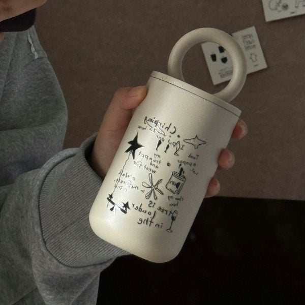  Cốc Giữ Nhiệt Doodle Quai Tròn 