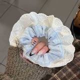 Scrunchie Caro Xanh Phối Ren 