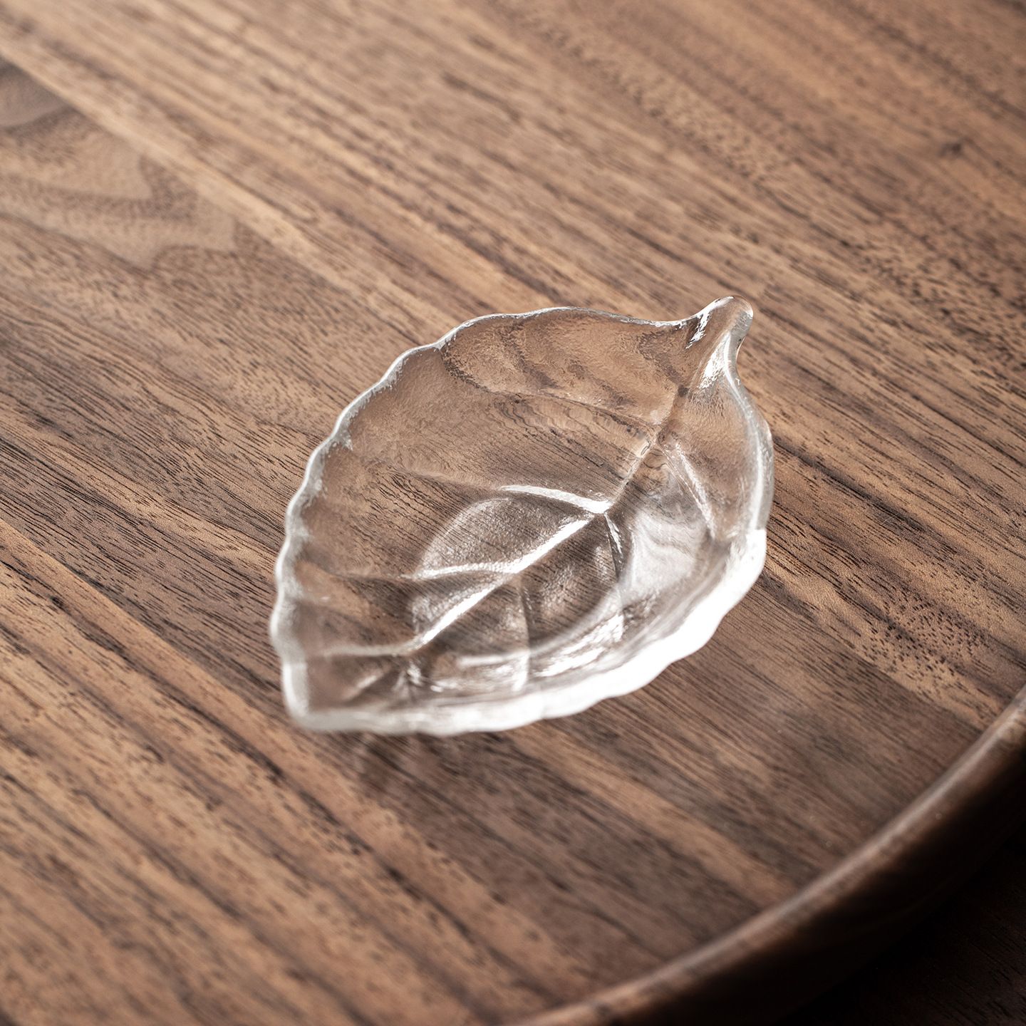  Đĩa Lá Thủy Tinh Kèm Muỗng Khuấy 