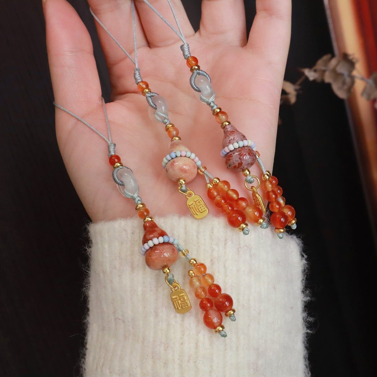  Dây Treo Hồ Lô Đá San Hô Tự Nhiên 