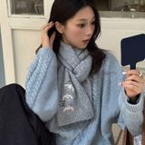  Khăn Len Thêu Hoạ Tiết Chú Chim 