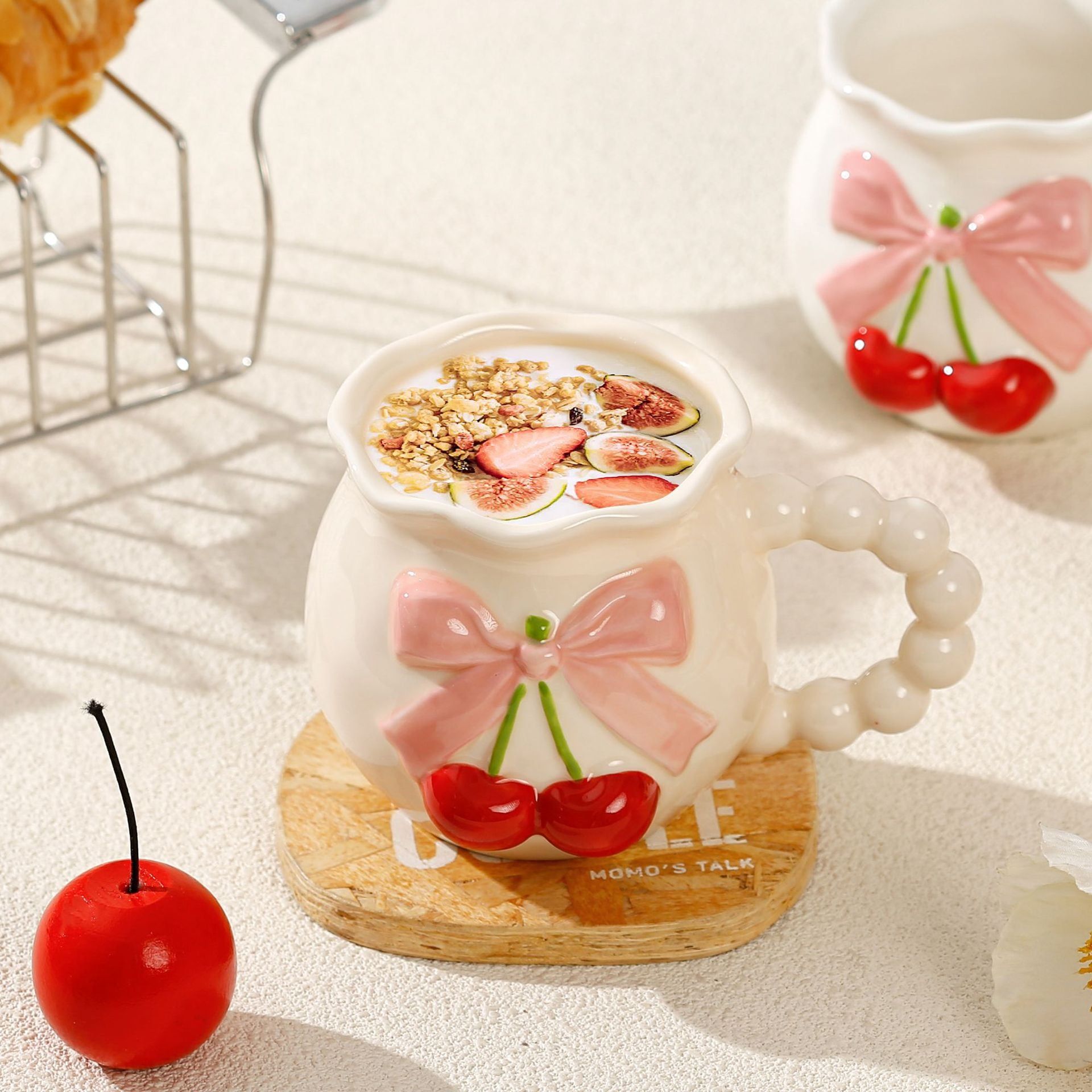  Cốc Sứ Cherry Nơ Hồng 