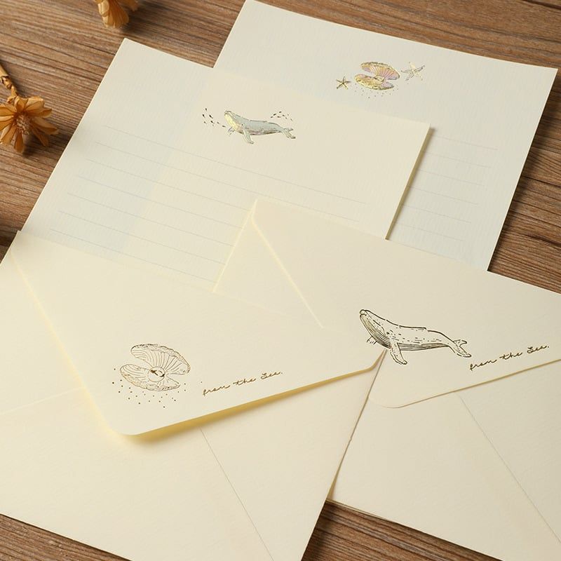  Tập Giấy Viết Thư Họa Tiết Gold 