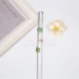 Ống Hút Thủy Tinh Cong Charm Hoa Quả 