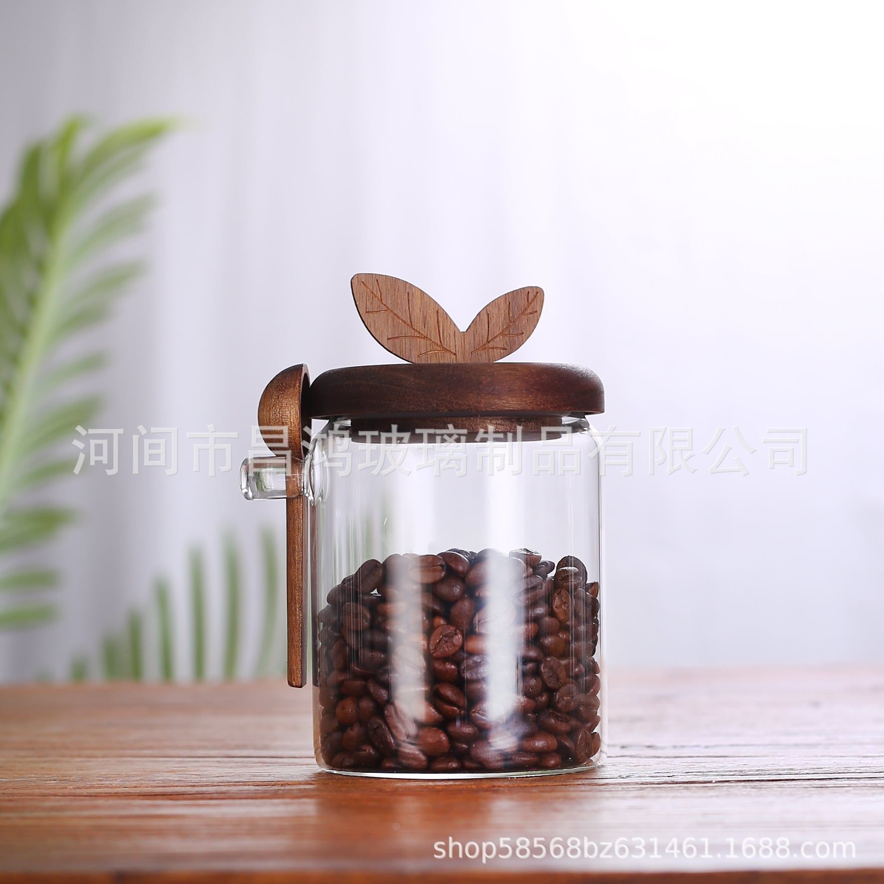  Hũ Thủy Tinh Nắp Gỗ Lá Nhỏ 