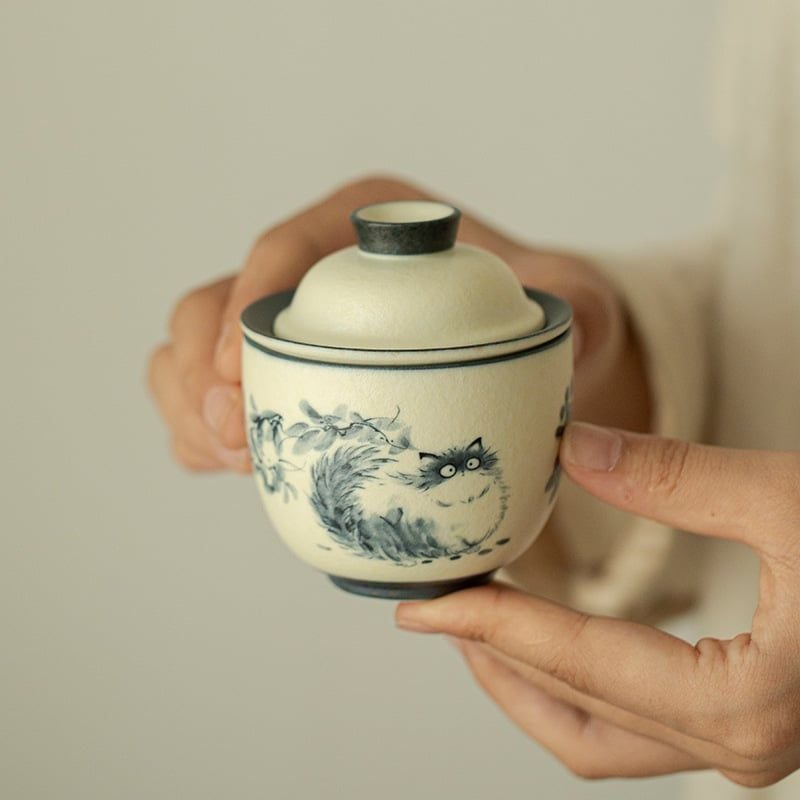  Bộ Ấm Trà Cầm Tay Du Lịch Mèo Mun 