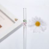  Ống Hút Thủy Tinh Cong Charm Hoa Quả 