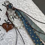  Móc Treo Denim Trái Tim Xanh Ngọc 