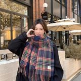  Khăn Quàng Cổ Maillard Winter Thick Classic Plaid 