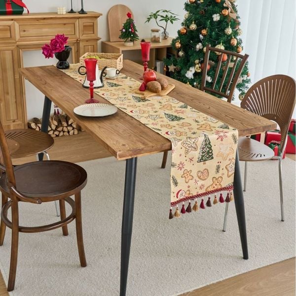  Khăn Trải Bàn Runner Bánh Gừng Cây Thông 
