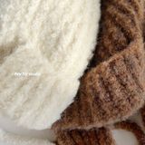  Mũ Len Tai Dài Nâu Camel 