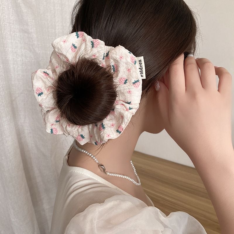  Scrunchie Xốp Dâu Tây 