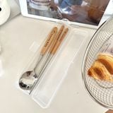  Bộ Thìa Đũa Inox Cán Gỗ Lovely Kitty 