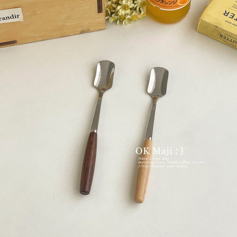  Thìa Vuông Cán Gỗ 