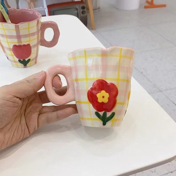  Cốc Sứ Hoa Tulip Vẽ Tay 