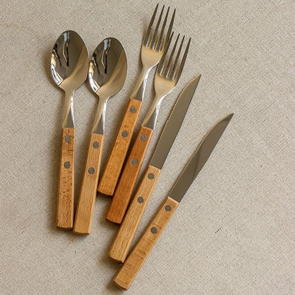  Bộ Dao Thìa Dĩa Inox Cán Gỗ 