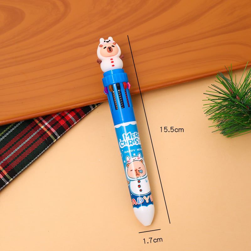  Bút Bi 10 Màu Christmas Capibara 