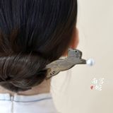  Trâm Cài Tóc Mèo Gỗ Ôm Ngọc 