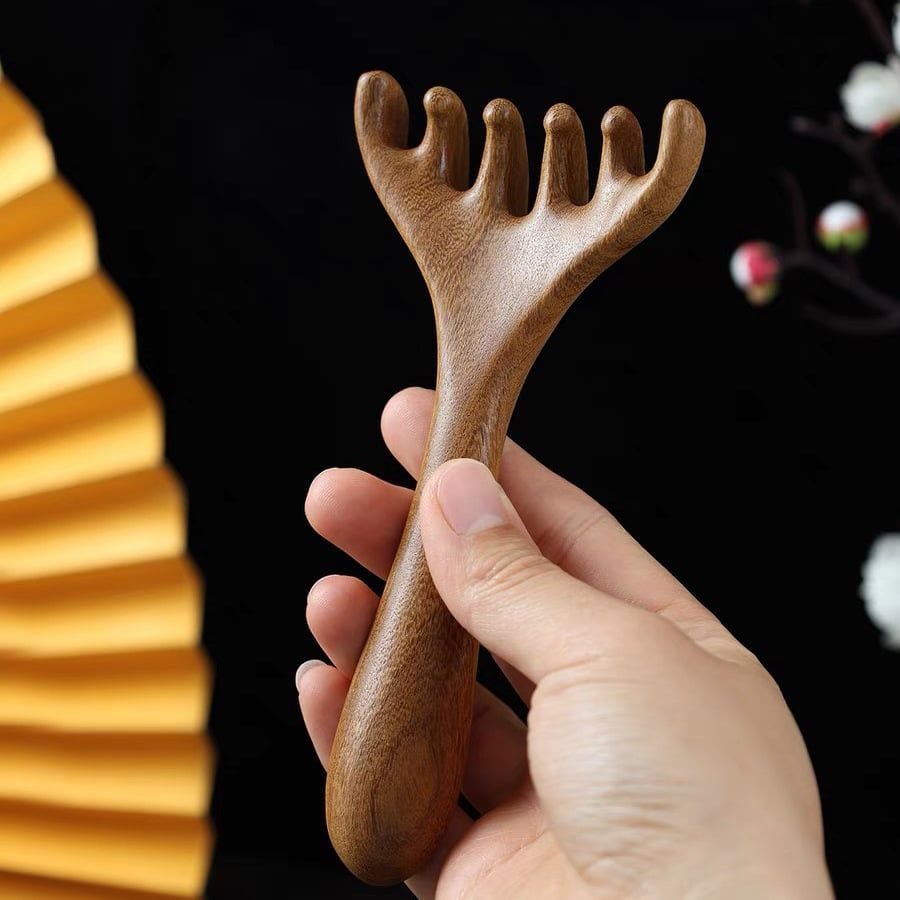  Lược Massgae Gỗ Đàn Hương Cán Dài 