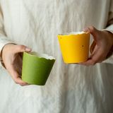  Set 2 Cốc Uống Cà Phê Xanh Vàng 