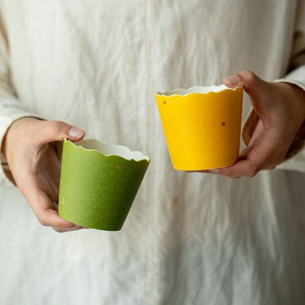  Set 2 Cốc Uống Cà Phê Xanh Vàng 