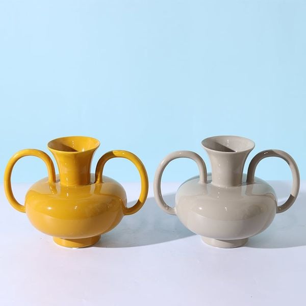  Bình Hoa Gốm Thủ Công Hai Tai 