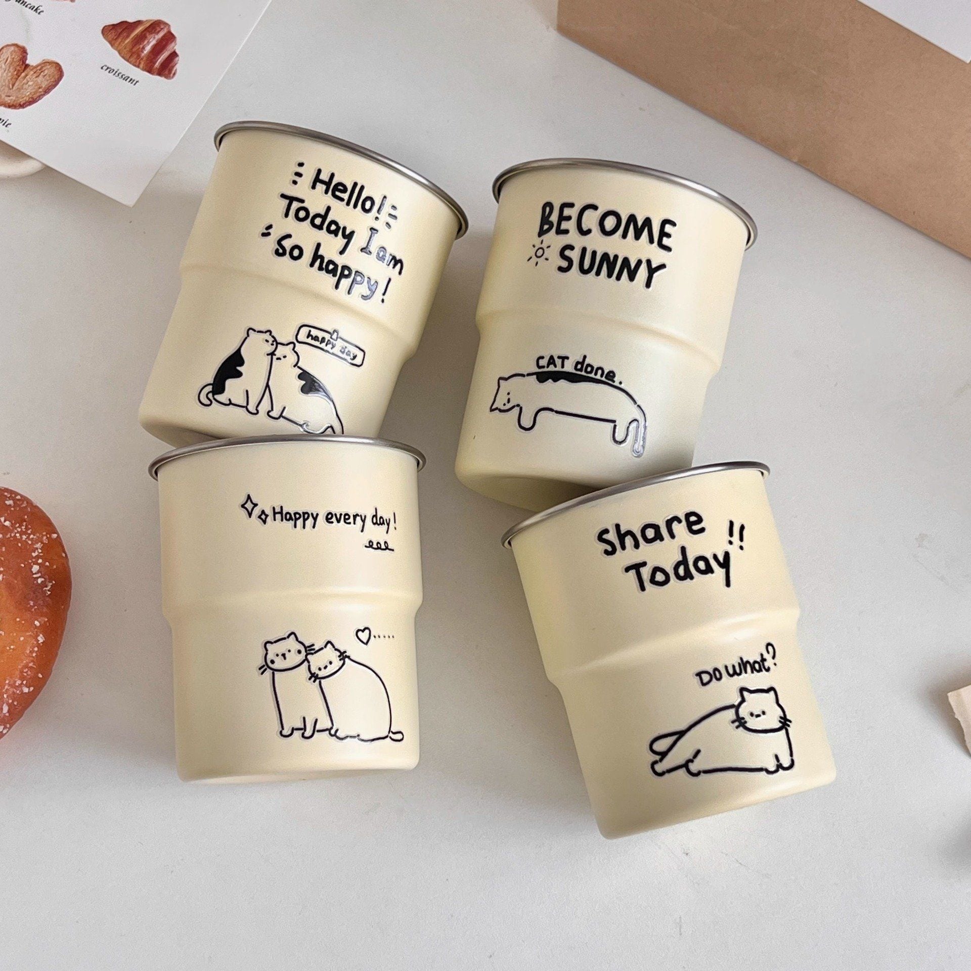  Cốc Du Lịch Hình Mèo Graffiti Dễ Thương 