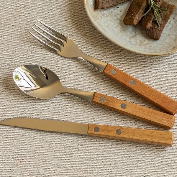  Bộ Dao Thìa Dĩa Inox Cán Gỗ 