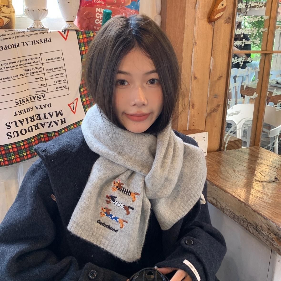  Khăn Len Thêu 3 Chú Cún 